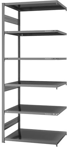 eurokraft | System-Steckregal | Bauart mittelschwer | Regalhöhe 2500 mm | Anbauregal | Breite x Tiefe 1000 x 800 mm