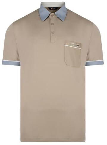 Gabicci Mens Classic Jersey Polo Shirt Contrasting Collar & Cuffs (G00X62), Stone - Medium