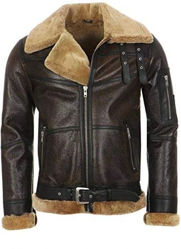 Hollert Herren Lammfelljacke B16 MODELL 3 WALNUSS/CAPPUCCINO Sylvester Style Winterjacke 100% Merino Felljacke Lederjacke
