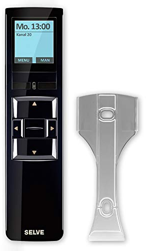 Funk-Handsender commeo Multi Send, 20 Kanal, mit 10 Zeitschaltuhren, Astro-Abendfunktion, Urlaubsfunktion, Zwischenposition, schwarz, SELVE, Art.: 297725 + GRATIS EVEROXX®-Phasenprüfer
