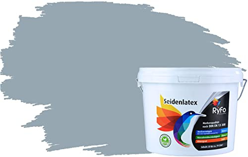 RyFo Colors Seidenlatex Trend Grautöne Denimgrau 3l - bunte Innenfarbe, weitere Grau Farbtöne und Größen erhältlich