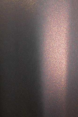 Netuno 20x Bastel Karton Perlmutt Schwarz Kupfer DIN A4 21 x 29,7 cm 250g Aster Metallic Black Cooper Perlmuttkarton glänzend Pearlkarton Perl Glanz Karton Effektkarton Perlmuttglanz Papier