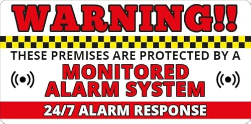 Pack of 2 Monitor Alarm System Self Adhesive Stickers Signs Cctv Security and Safety 101mm by 50mm Each