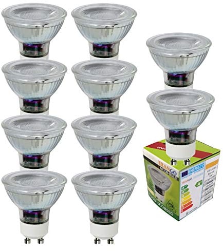 Trango 10er Pack GU10CWSD*10 Tageslicht Weiß 6000K 5 Watt 3-Stufen dimmbar GU10 LED Leuchtmittel zum Austauschen GU10 & MR16 LM für Einbauleuchte, Einbaustrahler, Deckenleuchte, Spots