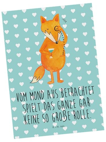 Mr. & Mrs. Panda Postkarte Fuchs Lord - Geschenk, Neugierig, Postkarten, Mond, Spruch Lustig, Kunstkarten, Grußkarte, Ansichtskarten, Monokel, Ansichtskarte, Cocktail, Schick