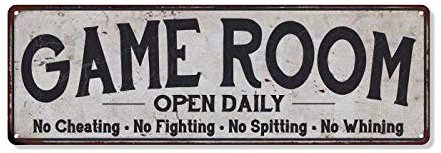 Segno per sala giochi Vintage Decor Wall Signs Gameroom Decorazioni Idee Giochi Arcade Retro Gamer Wall Art Gaming Retro Regalo 6 x 18 Economy Gloss