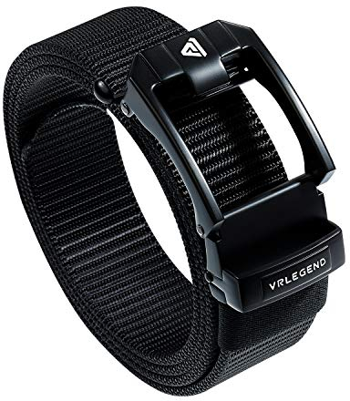 VRLEGEND Nylon Gürtel Herren Stoffgürtel Militär Taktischer 110-180cm Übergröße Automatikschnalle Verstellbarer Webgürtel Jeansgürtel (Einstellbare 150cm, Schwarz)