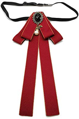 CHENGZI Damen-Brosche mit Fliege, verstellbar, Vintage-Stil, vorgebunden, für Hochzeit, Party, Zubehör, Einheitsgröße, Stoff, Rot