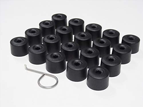 Partsdealers Cache-écrous de roue ronds pour VW Arteon Beetle Caddy Golf Jetta Polo Passat Scirocco Skoda Tiguan T-Cross T-Roc Noir mat 16+4