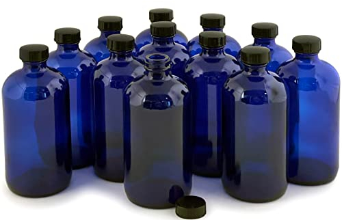 Vivaplex, 12, blu cobalto, 16 once bottiglie di vetro, con coperchi