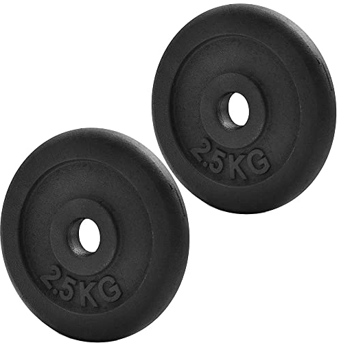 KK Cast iron Weight Plate Set. For 1 Inch Barbell Bar Dumbbells Weight Disc Pair. 2 x 2.5kg, 5kg or 10kg Barbell Weight Plates. Dumbbell Plates for Home or Gym Training or Weightlifting. (2 X 2.5KG)