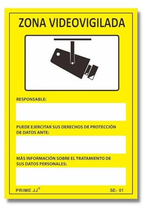 PRIME JJ OB-200S - Señal Adhesiva Rectangular Zona Videovigilada 10x15 cm