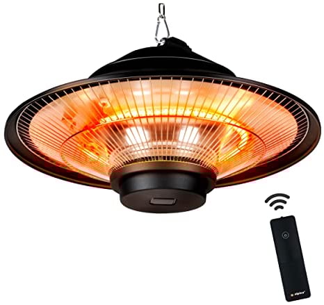 alpina Chauffage Électrique - Exterieur - Terrasse - Rond - Suspendu - Infrarouge - avec Télécommande - 1500W