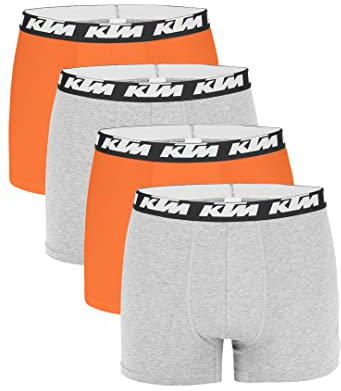 KTM by Freegun Boxershorts für Herren Unterwäsche Pant Men´s Boxer 4 er Multipack, Farbe:Light Grey/Orange, Bekleidungsgröße:S