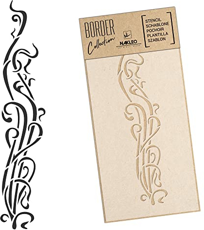 NAKLEO Bordüre Große Schablone zum Malen 45x95 cm, Jugendstil Verzierung Ornament Muster, Kunstoff Wiederverwendbare Wandchablone, Handwerk DIY Dekoration, Stoff Möbel Holz Papier