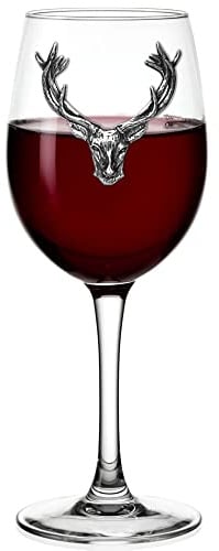 English Pewter Company STAG207 Verre à vin en forme de tête de cerf – Cadeau unique pour homme ou femme, anniversaire, anniversaire de mariage, mariage