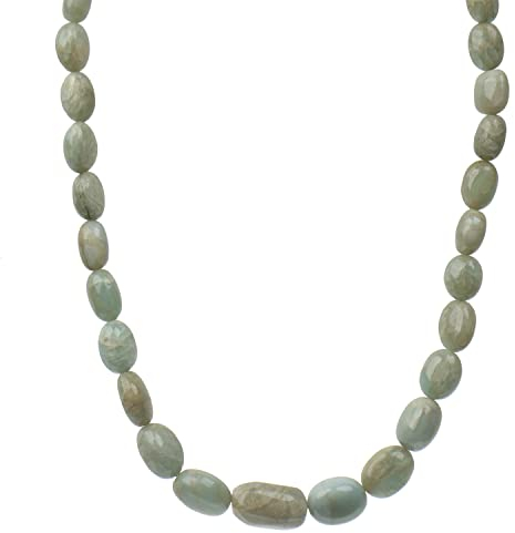 ELEDORO echter Milky Aquamarin Halskette Collier für Damen aus Silber 925 Trommelstein blau 45cm lang