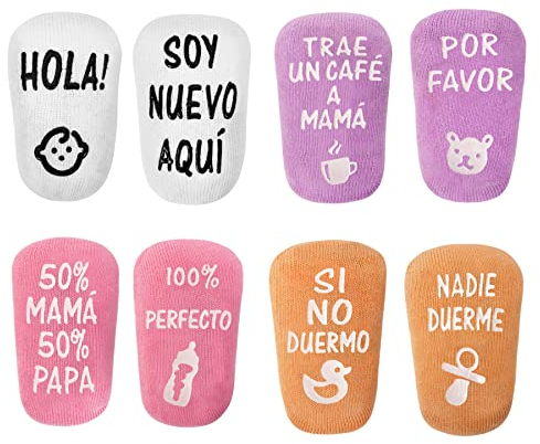 ANOTION Calcetines para bebés 0 - 12 meses, calcetines para bebés anio