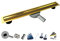AQUA HEATING Schmaler linearer Edelstahl-Bodenablauf superflach Einbauhöhe 54cm Komplettset für Badezimmer mit bodengleicher Dusche, Duschrinne Set, Duschablauf Siphon Rost 100 cm Gold