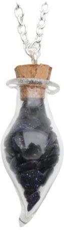 Gemstone Crystal Bottle Necklaces - Spell Bottle. Wishing Bottle. (Obsidian)