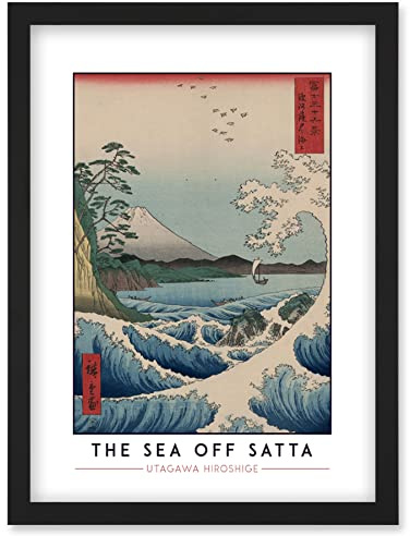 Wee Blue Coo Utagawa Hiroshige The Sea Off Satta Painting Artwork Framed Wall Art Print A4