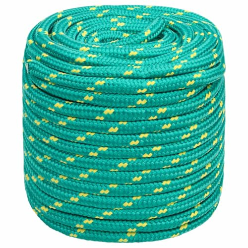 vidaXL Bootsseil Ankerleine Festmacher Tauwerk PP Leine Seil Tau Polypropylenseil Geflochten Flechtleine Grün 16mm 250m Polypropylen