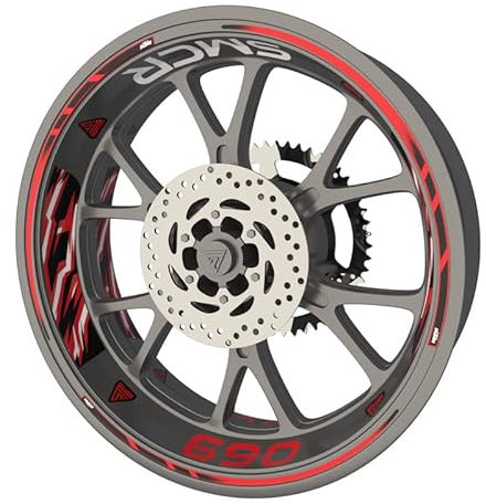 Felgenrandaufkleber für Motorrad KTM 690 SMC R Premium Qualität (Aufkleber für 2 Felgen) (Rot)