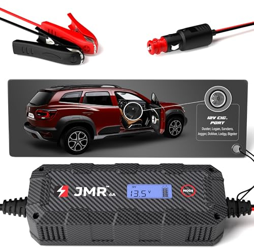JMR Batterieladegerät für Dacia Duster Logan Sandero Jogger Dokker Lodgy Bigster Alle Modelle Autobatterie Ladegerät Erhaltungsladegerät Akkuladegerät Erhaltungsgerät Auflader (Kein Lithium-Modus)