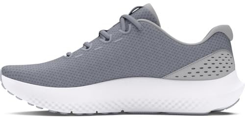 Under Armour Men's Charged Surge 4, Comfortable Men's Runners with Breathable Mesh Upper Design, Durable and Responsive Running Shoes,Steel / Mod Gray / White,10