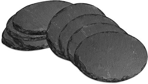 mtb more energy 8er Set Schiefer Schilder Täfelchen - 10x7 cm - Oval - zum selbst Beschriften für Garten, Haushalt, Basteln, Geschenke