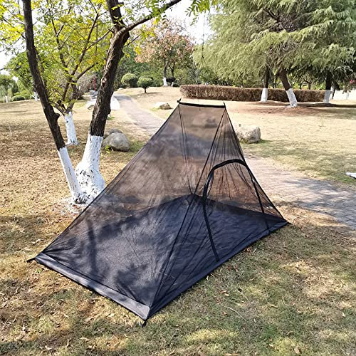 Vilemoon Moustiquaire avec fond pour lit de camping compact et ultra léger pour voyage en plein air maille légère pour 2 personnes (noir)