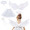SPERMUOY Costume d'ailes d'ange, blanc, ailes d'ange blanches avec auréole, baguette magique et serre-tête d'ange, costume d'ailes blanches pour fille, accessoire de fête d'Halloween