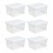 Set of 6-37L Litre Plastic Wham Storage Boxes Crystal Clear Box & Lid Suitable for all around the Home Office and Workplace Stackable Nestable Strong Boxes [48.00 x 38.50 x 26.00 cm]