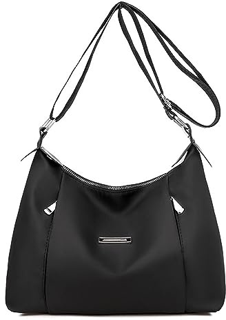 Vllcsla Borsa a Tracolla da Donna Impermeabile di Media, 29x21x11 cm, Leggero, Borsa con Cerniera con Tracolla Regolabile, Borse a Spalla Nylon Grande Capacità, per Lavoro Scuola Viaggio