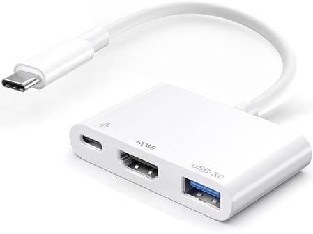 Adattatore multiporta da USB-C a HDMI con uscita HDMI 4K a 60 Hz, porta USB 3.0 e porta di ricarica USB-C, hub AV digitale da tipo C a hub AV digitale per Apple iPhone 15, MacBook Pro/Air, iPad Pro,