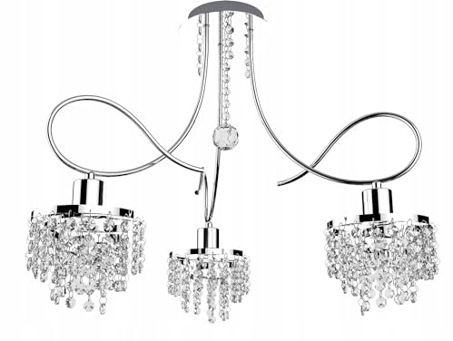 Moderne Kristall Deckenleuchte E27 Flur Lampe mit Chrom Metall 3-Flammig Lampenschirm Rund Kronleuchter verchromte Deckenlampe Flurlampe für Korridor Foyer Treppenraum Umkleideraum Balkon (PE-K3)