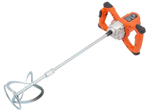 2100W Mörtelrührer Rührwerk Elektrischer Rührgerät Mörtel Mörtelrührer Betonrührer zum Mischen von Farben, Lacken, Zement, Einstellbare Geschwindigkeit 0-980rpm, Orange, 79 x 29.5 x 17.5cm