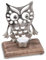 formano Schriftzug Eule aus Aluminium & Mangoholz 22cm - Dekoaufsteller Silber