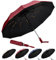 Aolso Paraguas Plegable Automático,Paraguas Plegable Antiviento para Hombre y Mujer Apertura y Cierre Automático,Paraguas Invertido, Resistente al Viento Paraguas para Adultos,Niños-rojo