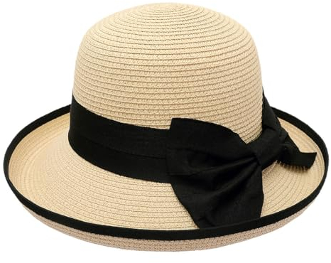 CTCOIJRN Sombrero de Sol Personalizado, Ligero y Moderno for niña, Sombrero de Verano Protector de Paja de Moda for Mujer, Color Beige