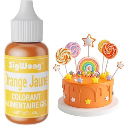 Colorant Alimentaire Gel, 40g Colorant Alimentaire Concentré pour GâTeaux, Cuisson, DéCoration, Comestible Inodore Peinture Alimentaire pour Slime, Fondant, Biscuits, Sans Goût-Orange Jaune