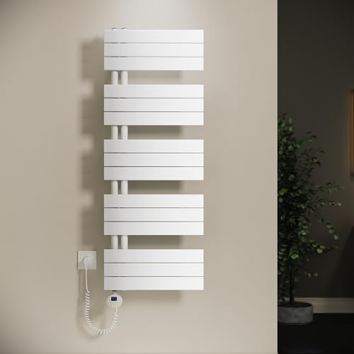 SONNI Badheizkörper Elektrische Handtuchwärmer mit Thermostat Heizstab Weiß 1314x500mm 800 Watt, Flach Handtuchtrockner elektrisch Handtuchheizkörper für Bad mit Temperaturregler