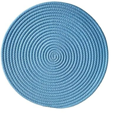 Hrlace Dessous de plat en fil de coton antidérapant élégant Dessous de plat en tissu résistant à la chaleur Sets de table ronds tressés pour la cuisine et la pâtisserie, 1 pièce bleu clair 18 cm