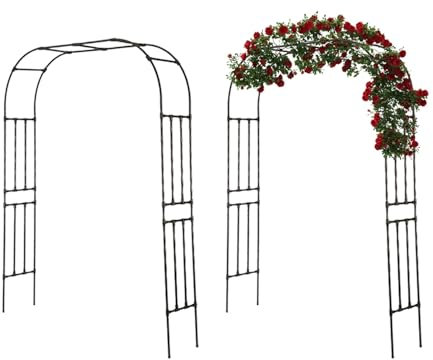 Wetterfest Torbogen für Outdoor Kletterpflanzen Gartenbogen Hochzeit Dekoration Rankgitter Bogen W 210 240 250 300cm Rosenbogen aus Metall für Kletterrosen(Schwarz,(W240x H240) cm)