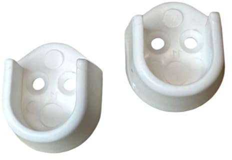 Pack of 2 White Rail End Supports for Oval Wardrobe Rail Poles
