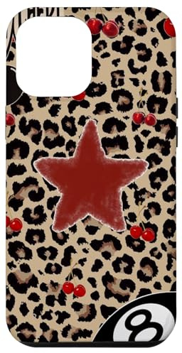 Star & Cherry 8 Ball Y2K On Cheetah Leopard Print Case for iPhone 12 Pro Max
