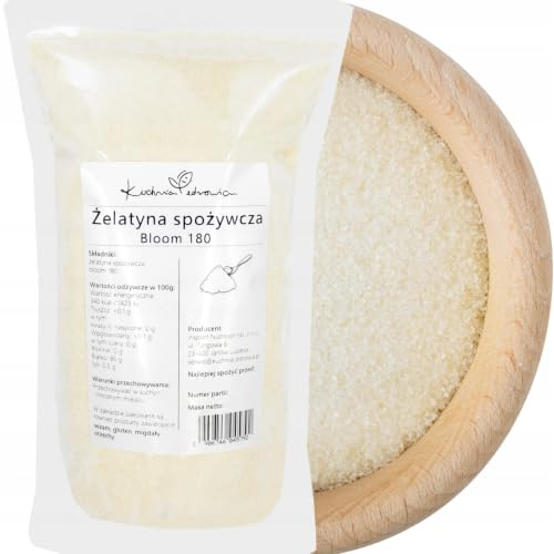 Gelatina Alimentare in Polvere BLOOM 180 | Alta Qualità 500g | Per Dolci, Marmellate, Aspic | Supporto per Articolazioni e Ossa | KUCHNIA ZDROWIA