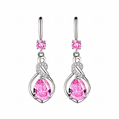 Ohrclips Für Damen Ohrringe Neu Glänzend Zirkon Damen Großer Mittellang Tropfenohrringe Kupfer Ohrringe Schleifen (C, One Size)