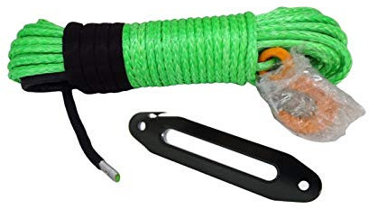 Cuerda de cabrestante Cuerda sintética verde de 10 mm * 30M & 10 ATV Hawse Fairlead, cable del cabrestante de plasma for Offroad, Spectra Winch Rope con cuerda de cabrestante resistente