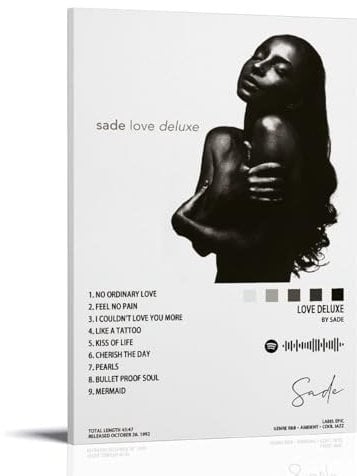 LRXDECOR Sade-Love Deluxe-Poster, Pop-Musikalbum-Cover, Leinwand-Poster, Wandkunstdruck für Schlafzimmer, Zuhause, ästhetische Dekoration, 20 x 30 cm Rahmen